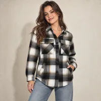Shacket Cuadros Sherpa Lined Verde Y Negro – NEGRO, CHICA