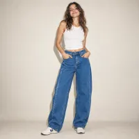 Jeans Barrell Wide Leg Azul Medio – 0
