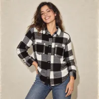 Camisa Franela Buffalo Check Cuadro Grande – CHICA, NEGRO