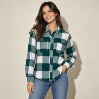 Camisa Franela Buffalo Check Cuadro Grande – CHICA, VERDE