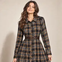 Vestido Camisero Franela Cuadros Maxi – Imagen 2