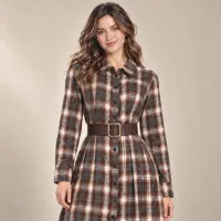 Vestido Camisero Franela Cuadros Maxi – Imagen 7