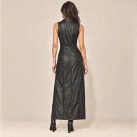 Vestido Maxi Faux Leather Camisero  – Imagen 3