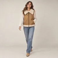 Chaleco Shearling Con Cremallera Camel – Image 5