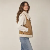 Chaleco Shearling Con Cremallera Camel – Image 4