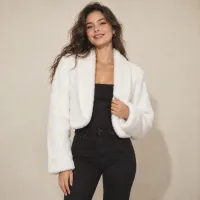 Chamarra Faux Fur Cropped Blanca – GRANDE
