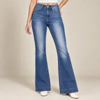 Jeans Flare Tiro Alto Lavado Medio – Imagen 2