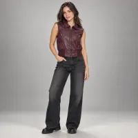 Chaleco Bomber Leather Look Con Zippers  – TINTO, MEDIANA