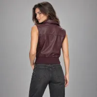 Chaleco Bomber Leather Look Con Zippers  – Image 5