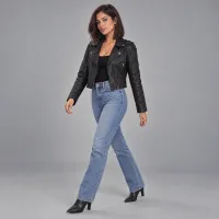 Chamarra Moto Faux Leather Corta – Imagen 3