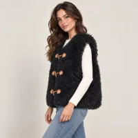 Chaleco Shaggy Con Broches Tipo Toggling Negro – Imagen 8