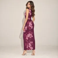 Vestido Maxi Floral Fruncido Ciruela – Image 2