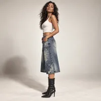 Culotte Wide Leg Estrellas Denim Medio Deslavado – Imagen 4