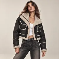 Jacket Shearling Bicolor Con Bolsas – GRANDE, NEGRA