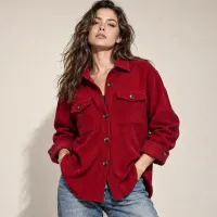 Shacket Corduroy Con Bolsas Caflap  – CHICA, ROJO
