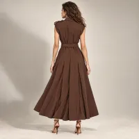 Vestido Camisero Maxi Con Cinturón  – Image 3