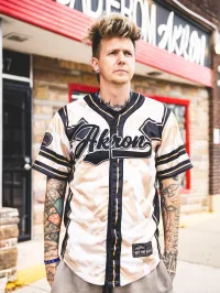 AKRON x JADFA — LIMITED BASEBALL JERSEY – M, Tan/Black