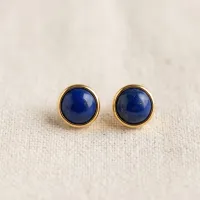 Lapis Lazuli Round Stud Earrings – Image 6