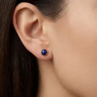 Lapis Lazuli Round Stud Earrings – Image 3