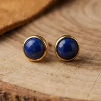 Lapis Lazuli Round Stud Earrings – Image 7