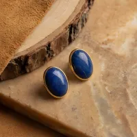 Lapis Lazuli Oval Stud Earrings – Image 7