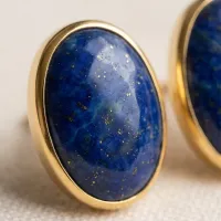 Lapis Lazuli Oval Stud Earrings – Image 1