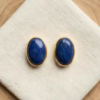 Lapis Lazuli Oval Stud Earrings – Image 8