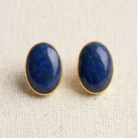 Lapis Lazuli Oval Stud Earrings – Image 6