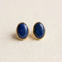 Lapis Lazuli Oval Stud Earrings – Image 4