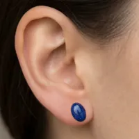 Lapis Lazuli Oval Stud Earrings – Image 3