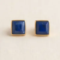 Lapis Lazuli Square Stud Earrings – Image 6