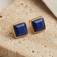 Lapis Lazuli Square Stud Earrings – Image 5