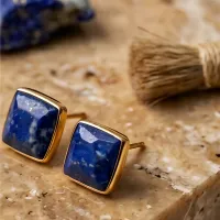 Lapis Lazuli Square Stud Earrings – Image 7