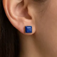 Lapis Lazuli Square Stud Earrings – Image 2