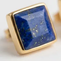 Lapis Lazuli Square Stud Earrings – Image 1