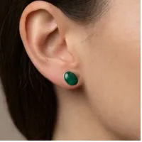 Malachite Oval Stud Earring – Image 2