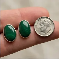 Malachite Oval Stud Earring – Image 4