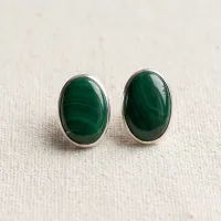 Malachite Oval Stud Earring – Image 6