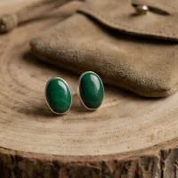 Malachite Oval Stud Earring – Image 5