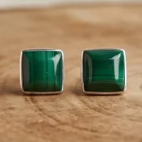Malachite Square Stud Earrings – Image 3