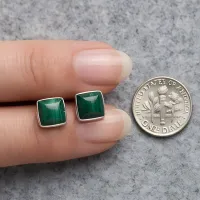 Malachite Square Stud Earrings – Image 5