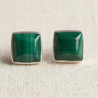 Malachite Square Stud Earrings – Image 1