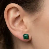 Malachite Square Stud Earrings – Image 4