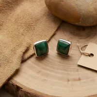 Malachite Square Stud Earrings – Image 7