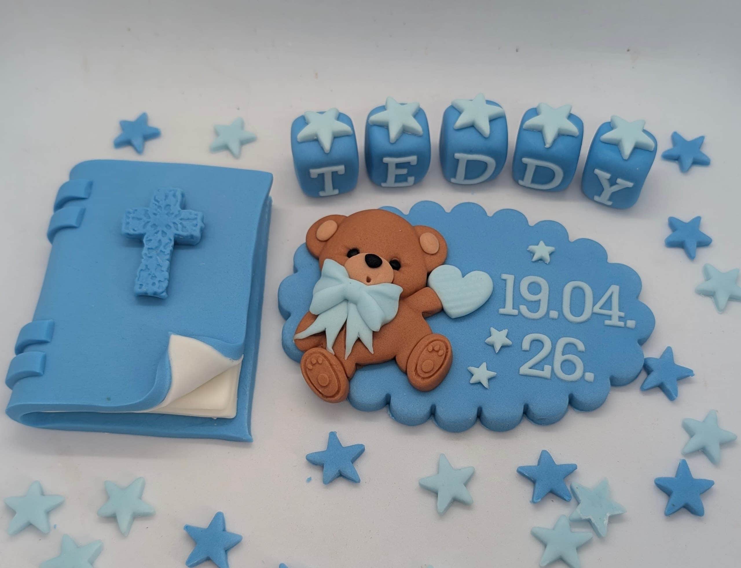 Teddy Plaque & Bible Christening Baptism set – Image 1