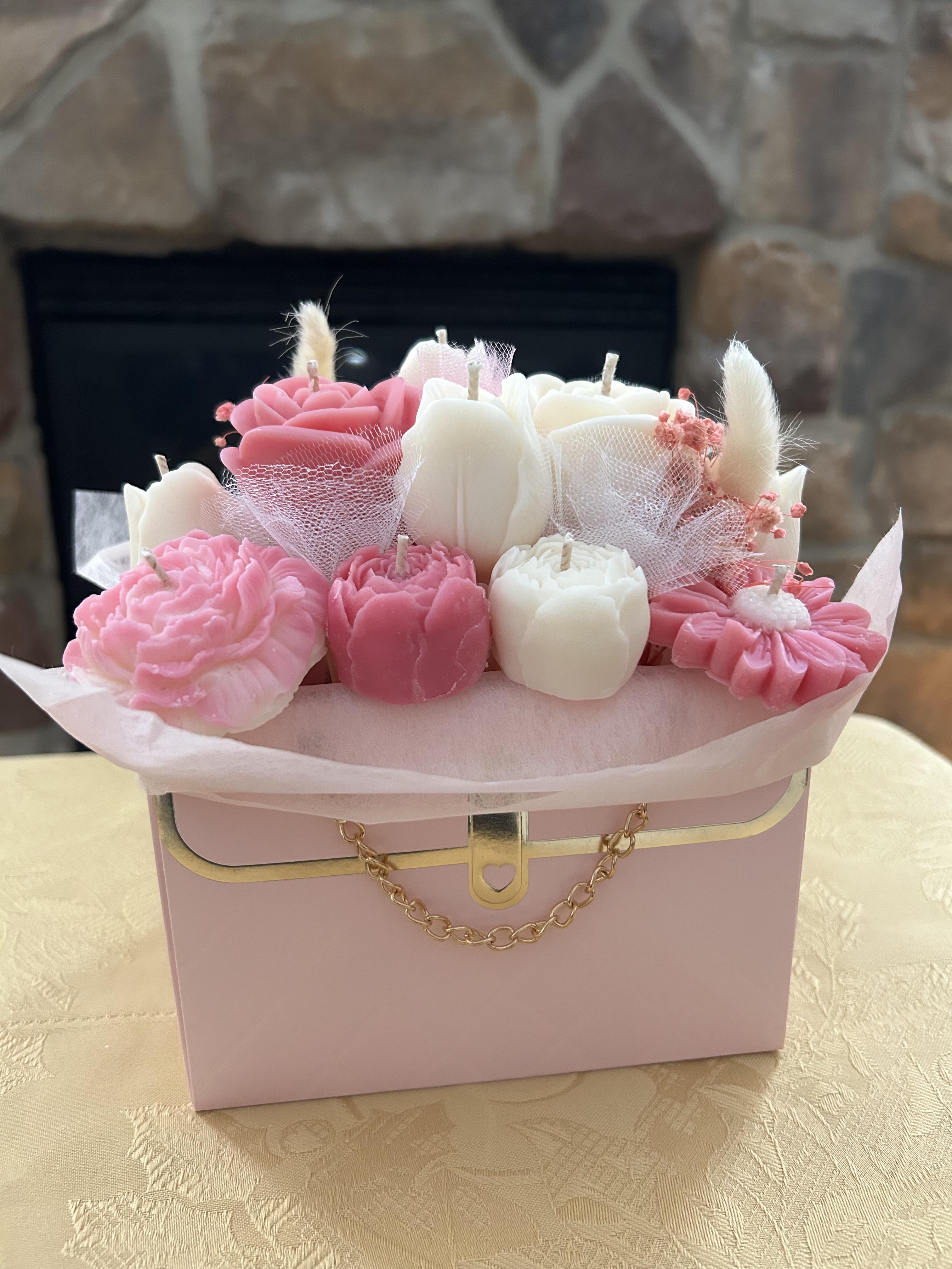 Floral Candle Bouquet – Pink Lavender