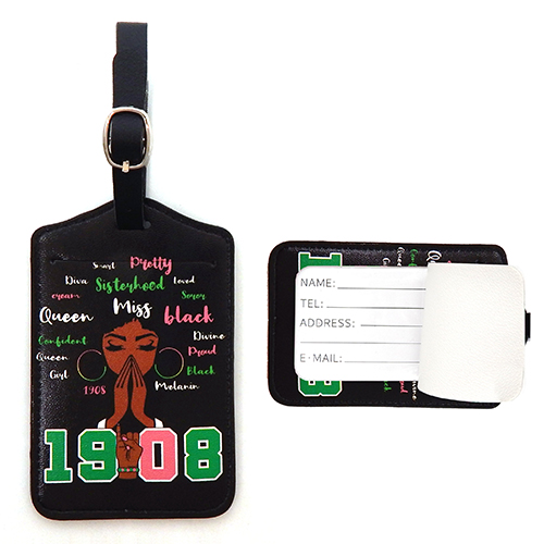 Alpha Kappa Alpha Luggage Tag (1908 Black) – Image 1