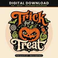 Trick for a Treat Retro Halloween PNG | Digital Download – Image 2
