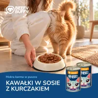 BEEFY BUFFY Zestaw Kawałki w sosie | Kurczak | dla dorosłych kotów | 415g – Image 8