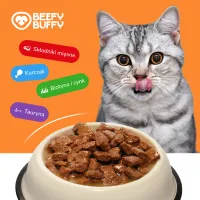 BEEFY BUFFY Zestaw Kawałki w sosie | Kurczak | dla dorosłych kotów | 415g – Image 5